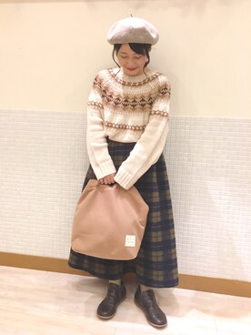 「タックスカート」｜「アイテム（その他）」を使った、む ら ま つさん（レディース・148cm）の秋コーディネート