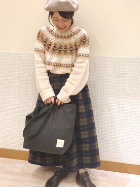「タックスカート」｜「アイテム（その他）」を使った、む ら ま つさん（レディース・148cm）の秋コーディネート