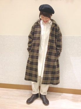 「チュニック」｜「アイテム（ステンカラーコート）」を使った、む ら ま つさん（レディース・148cm）の秋コーディネート