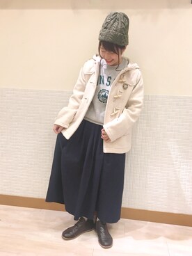 「ナチュラル」｜「アイテム（ダッフルコート）」を使った、む ら ま つさん（レディース・148cm）の秋コーディネート