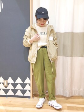 「Samansa Mos2 blue（サマンサモスモスブルー）のアイテム（キャップ）」を使った、む ら ま つさん（レディース・148cm）の春コーディネート