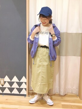 「Samansa Mos2 blue（サマンサモスモスブルー）のアイテム（キャップ）」を使った、む ら ま つさん（レディース・148cm）の春コーディネート