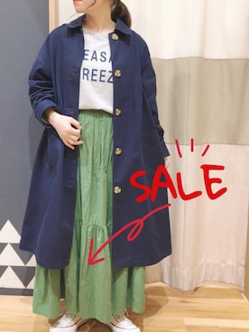 「Samansa Mos2 blue（サマンサモスモスブルー）のアイテム（ステンカラーコート）」を使った、む ら ま つさん（レディース・148cm）の春コーディネート