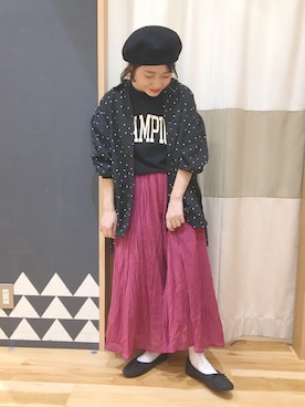 「Samansa Mos2 blue（サマンサモスモスブルー）のアイテム（ハンチング/ベレー帽）」を使った、む ら ま つさん（レディース・148cm）の春コーディネート