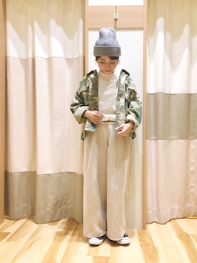 「Samansa Mos2 blue」｜「アイテム（ミリタリージャケット）」を使った、む ら ま つさん（レディース・148cm）の秋コーディネート