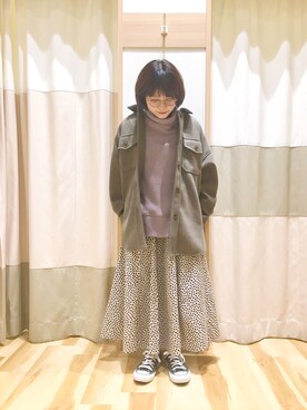 「ダルメシアン柄」｜「アイテム（その他アウター）」を使った、む ら ま つさん（レディース・148cm）の冬コーディネート