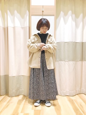 「ダルメシアン柄」｜「アイテム（その他アウター）」を使った、む ら ま つさん（レディース・148cm）の冬コーディネート