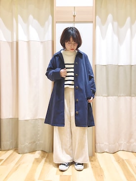 「Samansa Mos2 blue（サマンサモスモスブルー）のアイテム（ステンカラーコート）」を使った、む ら ま つさん（レディース・148cm）の冬コーディネート