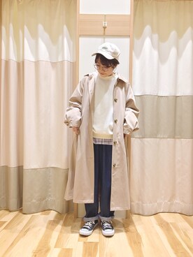「Samansa Mos2 blue（サマンサモスモスブルー）のアイテム（ステンカラーコート）」を使った、む ら ま つさん（レディース・148cm）の冬コーディネート