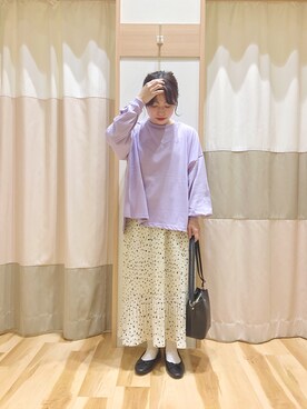 「Samansa Mos2 blue」｜「アイテム（バレエシューズ）」を使った、む ら ま つさん（レディース・148cm）の春コーディネート