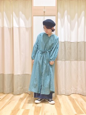「Samansa Mos2 blue」｜「アイテム（ハンチング/ベレー帽）」を使った、む ら ま つさん（レディース・148cm）の春コーディネート