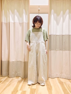 「袖フリル」｜「アイテム（サロペット/オーバーオール）」を使った、む ら ま つさん（レディース・148cm）の夏コーディネート