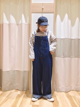 「Samansa Mos2 blue（サマンサモスモスブルー）のアイテム（オールインワン・サロペット）」を使った、む ら ま つさん（レディース・148cm）の夏コーディネート