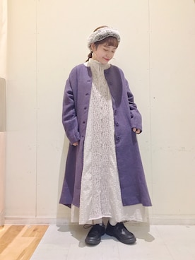 「レースワンピース」｜「アイテム（その他アウター）」を使った、む ら ま つさん（レディース・148cm）の秋コーディネート