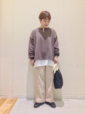 「Samansa Mos2 blue」｜「アイテム（バレエシューズ）」を使った、む ら ま つさん（レディース・148cm）の秋コーディネート