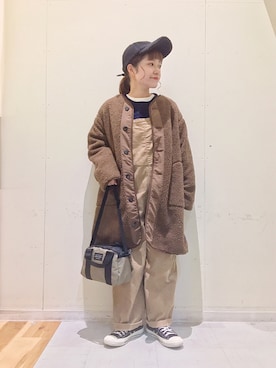 「Samansa Mos2 blue（サマンサモスモスブルー）のアイテム（オールインワン・サロペット）」を使った、む ら ま つさん（レディース・148cm）の秋コーディネート