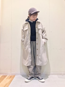 「Samansa Mos2 blue」｜「アイテム（キャップ）」を使った、む ら ま つさん（レディース・148cm）の冬コーディネート