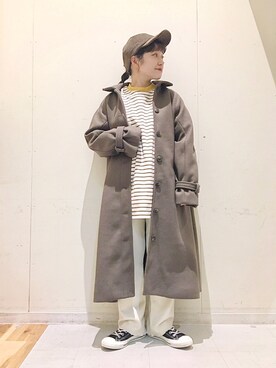 「Samansa Mos2 blue」｜「アイテム（キャップ）」を使った、む ら ま つさん（レディース・148cm）の冬コーディネート