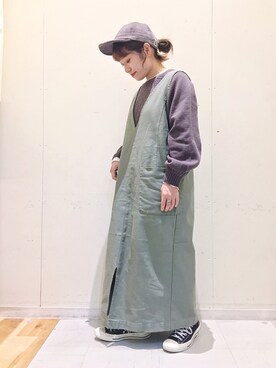 「Samansa Mos2 blue」｜「アイテム（キャップ）」を使った、む ら ま つさん（レディース・148cm）の冬コーディネート