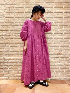 Samansa Mos2 サマンサ モスモスのワンピース ドレス ピンク 桃色系 その他総柄 コーディネート セールアイテム Zozotown