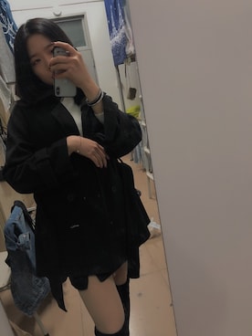 「no brand（ノーブランド）のアイテム（ピーコート）」を使った、-Chainさん（レディース・165cm）の秋コーディネート