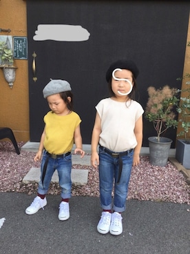 「こども ビームス（コドモビームス）のアイテム（スリッポン）」を使った、koyukiさん（キッズ・100cm）の夏コーディネート