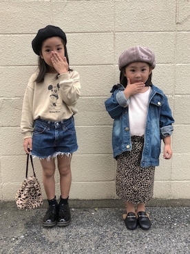 「AZUL by moussy（アズールバイマウジー）のアイテム（スウェット）」を使った、koyukiさん（キッズ・100cm）の秋コーディネート