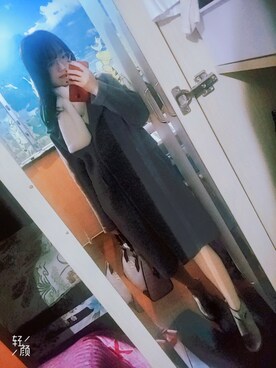 「通勤穿搭」｜「アイテム（ダッフルコート）」を使った、まいにゃん💜さん（レディース・164cm）の冬コーディネート