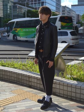 「L.H.P（エルエイチピー）のアイテム（スラックス）」を使った、soichiさん（メンズ・178cm）の秋コーディネート