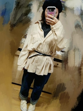 「179/WG（イチナナキュウダブルジー）のアイテム（ハンチング/ベレー帽）」を使った、うゆさん（レディース・152cm）の秋コーディネート