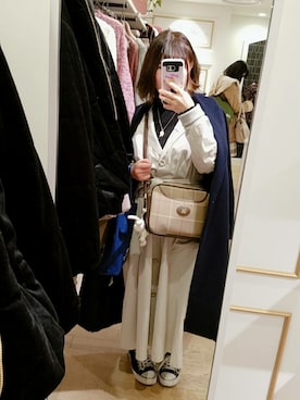 「179/WG（イチナナキュウダブルジー）のアイテム（チェスターコート）」を使った、うゆさん（レディース・152cm）の秋コーディネート