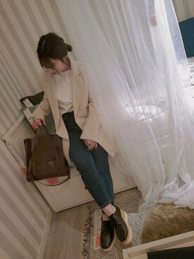 「GOGOSING（ゴゴシング）のアイテム（ジャケット/アウター）」を使った、うゆさん（レディース・152cm）の春コーディネート