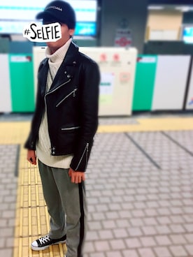 「お正月」｜「アイテム（スラックス）」を使った、テーさん（メンズ・177cm）の冬コーディネート