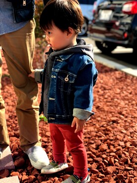 「EDWIN（エドウィン）のアイテム（ジャケット/アウター）」を使った、sooさん（キッズ・90cm）の秋コーディネート