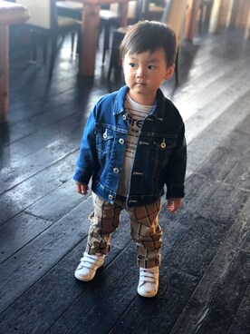 「EDWIN（エドウィン）のアイテム（ジャケット/アウター）」を使った、sooさん（キッズ・90cm）の秋コーディネート