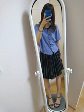 「アイテム（サンダル、ブルー系）」を使った、りんごさん（レディース・174cm）の秋コーディネート