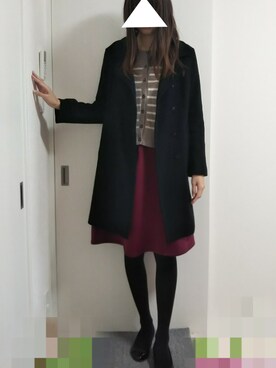 「ひざ丈スカート」｜「アイテム（ジャケット/アウター）」を使った、りんごさん（レディース・174cm）の冬コーディネート