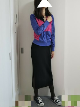 「H&M（エイチ・アンド・エム）のアイテム（ジャージ）」を使った、りんごさん（レディース・174cm）の冬コーディネート