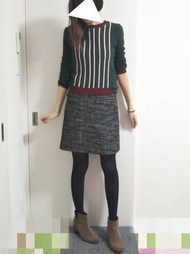 「ストライプニット」｜りんごさん（レディース・174cm）の秋コーディネート