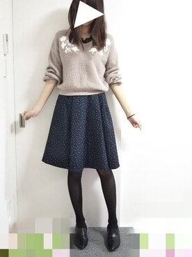 「刺繍」｜「アイテム（ブーティ）」を使った、りんごさん（レディース・174cm）の冬コーディネート