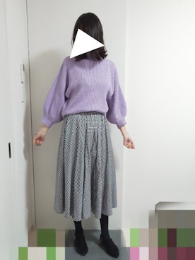 「リブニット」｜「アイテム（ブーティ）」を使った、りんごさん（レディース・174cm）の春コーディネート