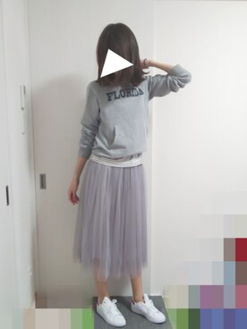 「coca（coca）（コカ）の選べる6カラー◇ふんわりチュールスカート（スカート）」を使った、りんごさん（レディース・174cm）の春コーディネート