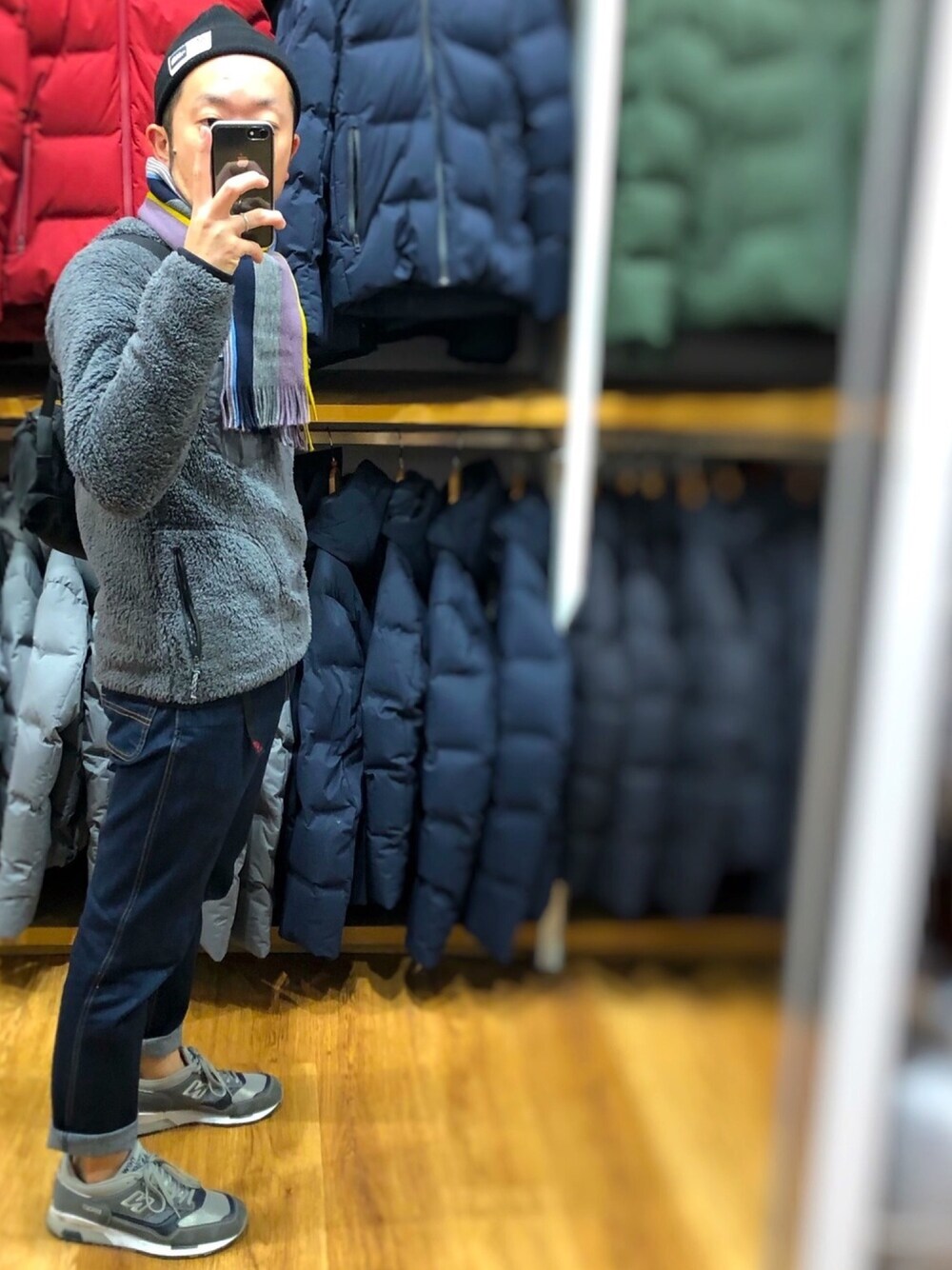 「冬コーデ、ロスガトスクルー、ロールアップ、GRAMICCI、m1500、グレー」｜「THE NORTH FACEのザ・ノース・フェイス ニットキャップ / MAビーニー（ニットキャップ/ビーニー、ブラック系）」を使った、kntrさん（メンズ・168cm）の冬コーディネートの1枚目の写真