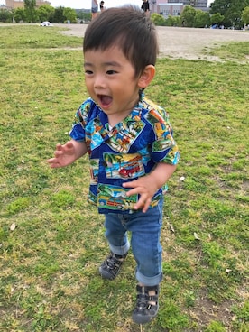 「OMIYAGE（オミヤゲ）のアイテム」を使った、ittetsuさん（キッズ・80cm）の春コーディネート