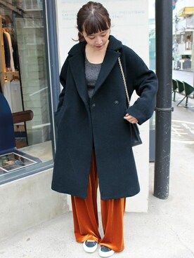 「SLOBE IENA（スローブイエナ）のアイテム（チェスターコート）」を使った、Chikaさん（レディース・158cm）の秋コーディネート