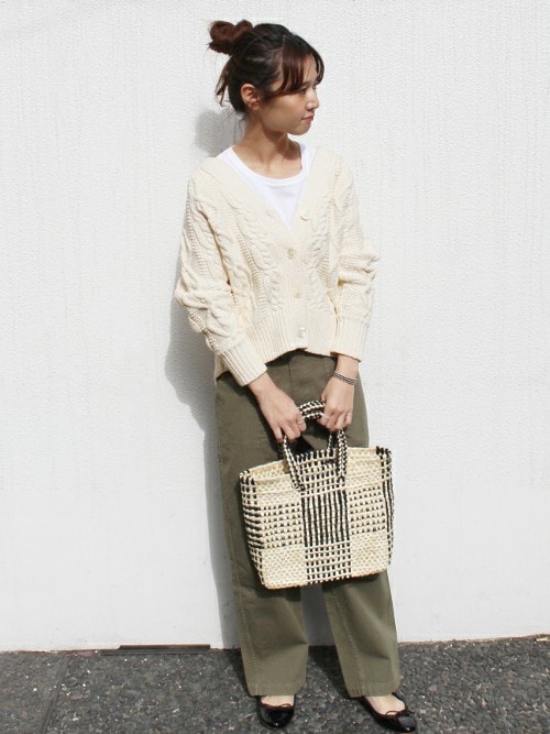 2018AW SLOBE IENA ケーブルショートカーディガン グレー SLOBE IENA（スローブイエナ）の「ケーブルショートカーディガン