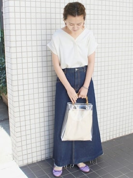 「定番」｜「アイテム（バレエシューズ）」を使った、Chikaさん（レディース・158cm）の春コーディネート
