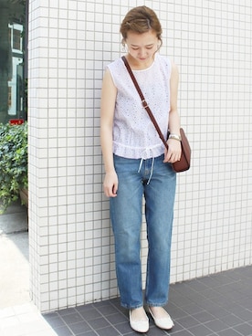 「SLOBE IENA（スローブイエナ）のアイテム（バレエシューズ）」を使った、Chikaさん（レディース・158cm）の春コーディネート