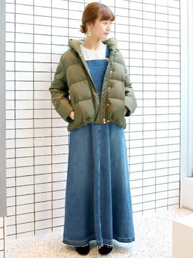 「スローブイエナ」｜「アイテム（ジャンパースカート）」を使った、Chikaさん（レディース・158cm）の秋コーディネート