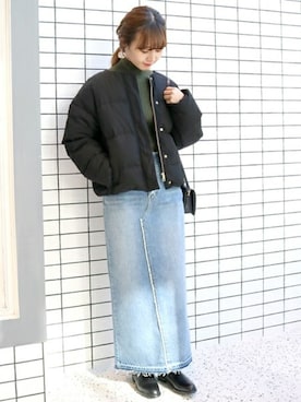 「定番」｜「アイテム（ダウンジャケット/コート）」を使った、Chikaさん（レディース・158cm）の冬コーディネート